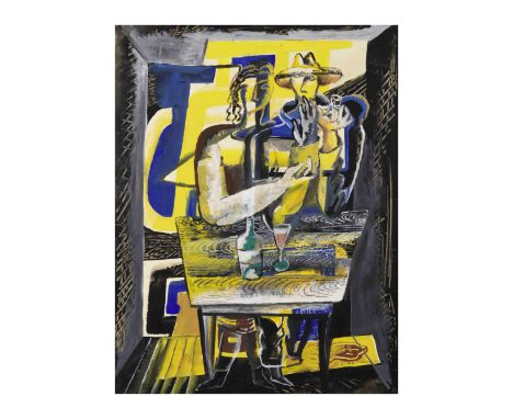 OSSIP ZADKINE (1890-1967)Couple buvant signé et daté « O.Zadkine 63 » (en bas à droite) gouache sur papierexécuté en 1963sign