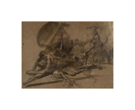 THÉODORE GÉRICAULT (1794-1824)Étude d'ensemble pour le Radeau de la Méduse (recto); Étude d'homme allongé, le bras gauche lev