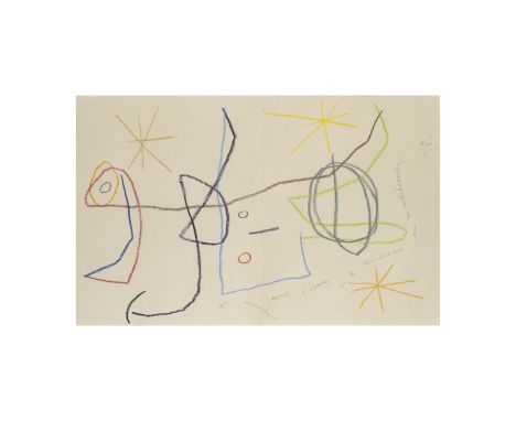 JOAN  MIRÓ (1893-1983)Composition signé et dédicacé « À Jaime Herrera en le remerciant pour sa collaboration, Miró » (en bas 