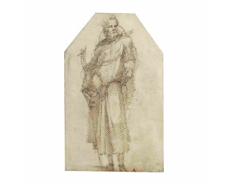 DOMENICO BECCAFUMI (circa 1486-1551)Un saint debout tenant une croix en tau à laquelle est attachée un rosaire  (recto); Étud