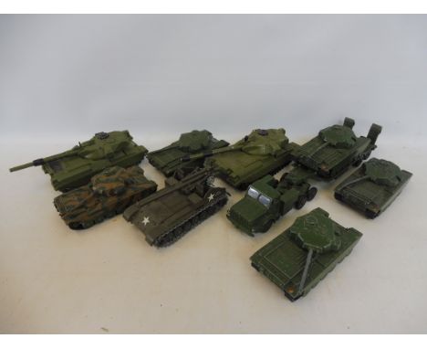 A selection of Dinky, playworn die-cast military to include a Mighty Antar and four tanks etc.