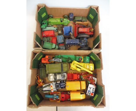 Two boxes of mixed era die-cast to include Dinky, plus a Shadow II complete with missile, working.