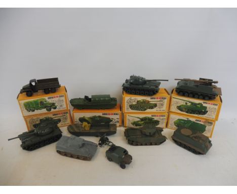 A quantity of Airfix plastic military vehicles, ho scale.