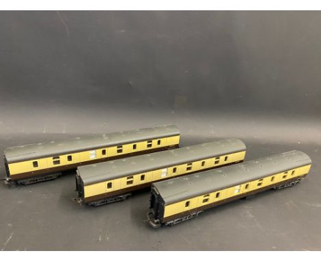 Three Lima oo gauge Western Region parcel coaches.