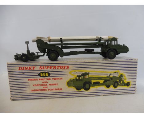 A boxed Dinky Toys Missile Erector, no. 666.