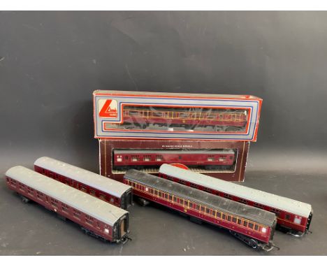 A boxed Lima LMS 1st third corridor and guards compartment, a boxed BR buffet car, two Mainline Mk.I corridor coaches and two