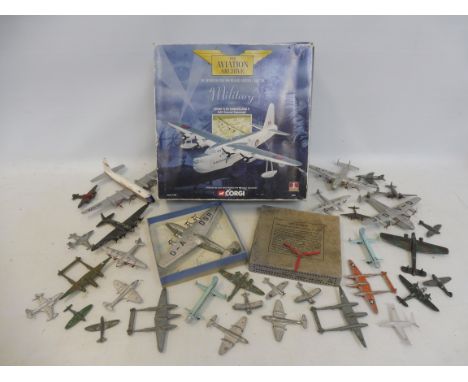 A Corgi Aviation Archive Sunderland (missing u/c), Dinky Britannia, pre-war Ensign and other aircraft.