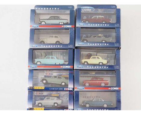 A group of 1:43 scale models by CORGI &amp; LLEDO VANGUARDS, comprising of Ford automobiles, to include a 1953 Ford Popular 1