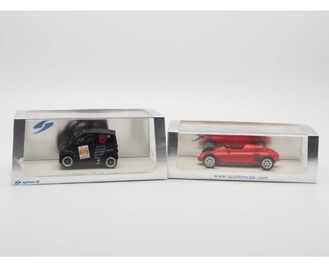 A pair of 1:43 scale hand built resin models by SPARK (MINIMAX), comprising of a 'S3150' 2012 Gordon Murray Design T25 City C