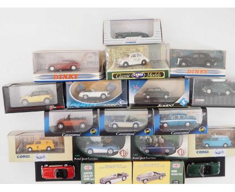 A large group of boxed and unboxed 1:43 scale models to include CORGI, SOLIDO, CARARAMA and HIGH SPEED, comprising of assorte