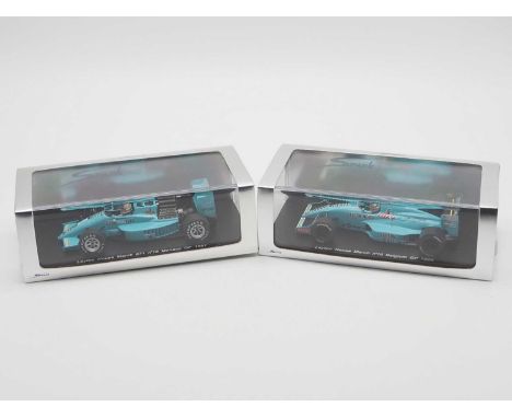 A pair of 1:43 scale hand built resin models of Formula 1 race cars by SPARK (MINIMAX), comprising of a 'S1650' 1987 Leyton H