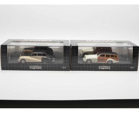 A pair of hand built limited edition resin 1:43 scale models by MATRIX, comprising of a '40103-031' 1954 Allard P2 Safari and