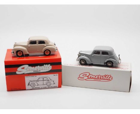 A pair of hand built 1:43 scale white metal models by SOMERVILLE, comprising of a 'No 152' 1939 Vauxhall H Type 10 and a 'No 