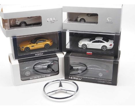 A group of  1:43 scale models by NOREV, MINICHAMPS, I SCALE and ABSOLUTE HOT comprising of Mercedes Benz automobiles plus a g