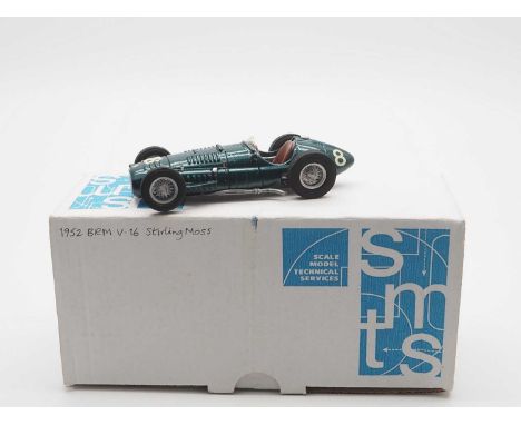 A SMTS MODELS 'RL54' hand built white metal, 1:43 scale model of a 1952 BRM V-16 Mk 1 race car (Ulster Trophy Stirling Moss)-