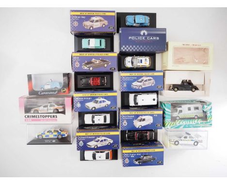 A large group of boxed and unboxed 1:43 scale models by CORGI, ATLAS, RICHMOND, CARARAMA and PROMOD , comprising of assorted 