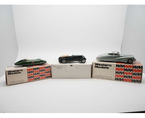 A group of hand built white metal models by WESTERN MODELS, comprising of a  1948 Daimler DE 36 Straight Eight, a 1937 Lagond