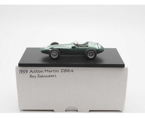 A SMTS MODELS 'RL70' hand built white metal, 1:43 scale model of a 1959 Aston Martin DBR4 (Roy Salvadori) - VG/E in G/VG pack