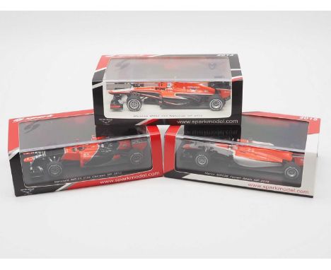 A group of 1:43 scale hand built resin models of Formula 1 race cars by SPARK (MINIMAX), comprising of a 'S3038' 2012 Marussi