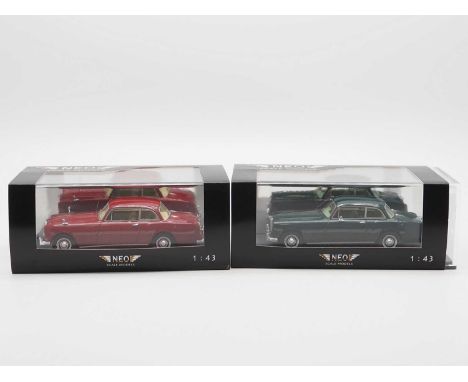 A pair of hand built resin 1:43 scale models by NEO and MATRIX, comprising of a 'NEO 43416' 1964 Alvis TE21 saloon and a 'NEO