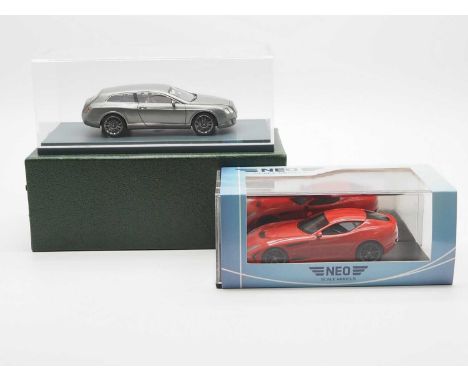 A pair of hand built resin 1:43 scale models by NEO, comprising of a 'NEO47005' 2012 AC 378 GT Zagato and a 'NEO44215' 2010 B