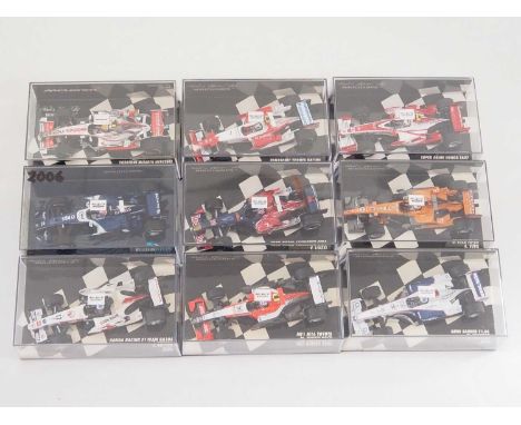 A group of 1:43 scale Formula 1 race cars by MINICHAMPS, comprising of F1 cars from 2006 and 2007 seasons, to include a 2006 