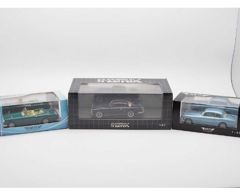 A group of hand built resin 1:43 scale models by NEO, comprising of a  'MATRIX MX50105-041' 1957 Alvis TC, a 'NEO43415' 1958 