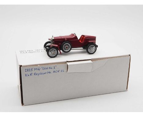 A K&amp;R REPLICAS 'ACE 11' hand built white metal, 1:43 scale model of a 1925 MG 'Old No 1' - VG/E in G/VG box