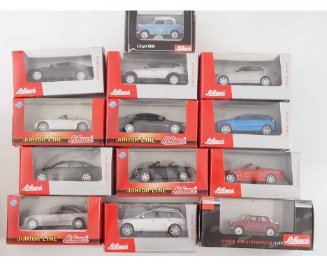 A group of  1:43 scale models by SCHUCO, comprising of assorted German automobiles to include  Audi BMW Lloyd and Mercedes Be