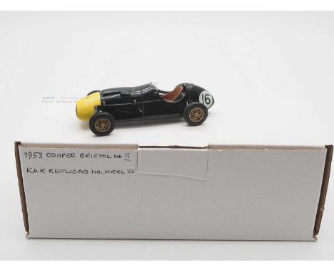 A K&amp;R REPLICAS 'KRRL 25' hand built white metal, 1:43 scale model of a 1953 Cooper Bristol Mk II F1 race car (Ken Wharton