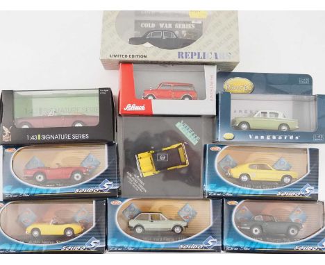 A group of 1:43 scale models to include VANGUARDS, SOLIDO and SCHUCO, comprising of assorted British automobiles - VG/E in F/