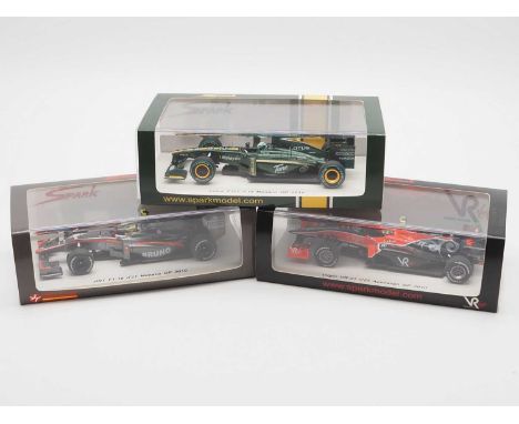 A group of 1:43 scale hand built resin models of Formula 1 race cars by SPARK (MINIMAX), comprising of a 'S3007' 2010 Lotus T