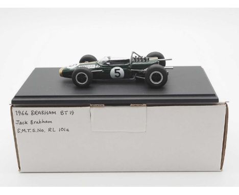 A SMTS MODELS 'RL101a' hand built white metal, 1:43 scale model of a 1966 Brabham Repco BT19 (Jack Brabham)  - VG/E in G/VG p