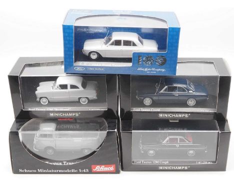 A group of 1:43 scale models by SCHUCO and MINICHAMPS, comprising of Ford vehicles, to include a 1957 Ford Taunus 12m and a 1