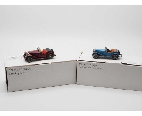 A pair of K&amp;R REPLICAS and built white metal, 1:43 scale models comprising  of a 'ACE 56'  1934 MG PA Midget and a 'ACE 4