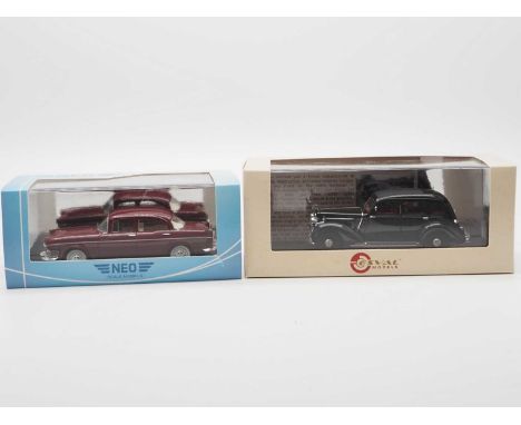 A pair of hand built resin 1:43 scale models by NEO and ESVAL, comprising of a  'NEO 46335' 1965 Humber Super Snipe and a 'Es