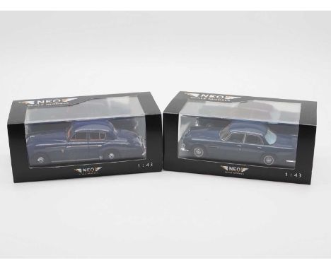 A pair of hand built resin 1:43 scale models by NEO, comprising of a 'NEO45155' 1955 Lagonda 3 litre and a 'NEO45160' 1962 La