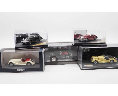 A group of 1:43 scale models by TRIPLE 9,  NOREV and VITTESE , comprising of Morgan automobiles, to include a NOREV 1980 Morg