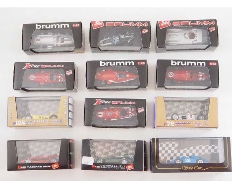 A group of 1:43 scale Formula 1 race cars by BRUMM and TOP MODEL COLLECTION, comprising of F1 cars from 1950s, to include Fer