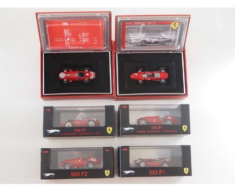 A group of 1:43 scale Formula 1 race cars by HOTWHEELS, comprising of 1950s and 1960s Ferrari Formula 1 racing cars, to inclu