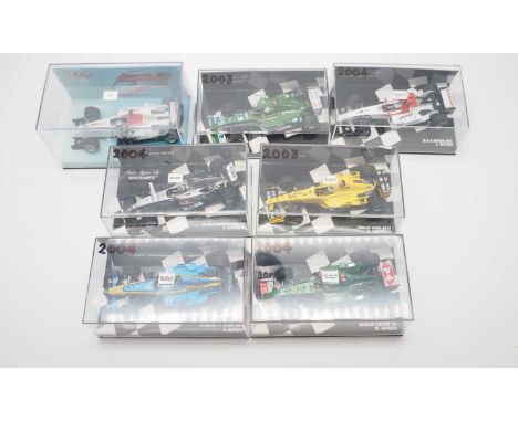 A group of 1:43 scale Formula 1 race cars by MINICHAMPS, comprising of cars from 2003 and 2004 seasons, to include a 2003 Jag