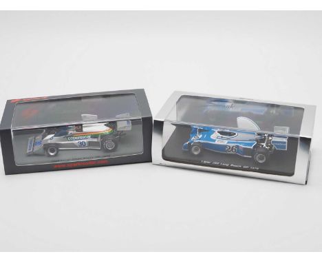 A pair of 1:43 scale hand built resin models of Formula 1 race cars by SPARK (MINIMAX), comprising of a 'S1630' 1976 Ligier J