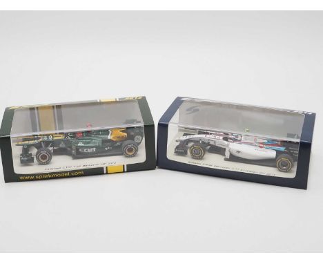 A pair of 1:43 scale hand built resin models of Formula 1 race cars by SPARK (MINIMAX), comprising of a 'S3036' 2012 Caterham