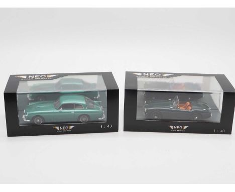 A pair of hand built resin 1:43 scale models by NEO, comprising of a 'NEO45005' 1959 AC Ace and a 'NEO45015' 1963 AC Greyhoun