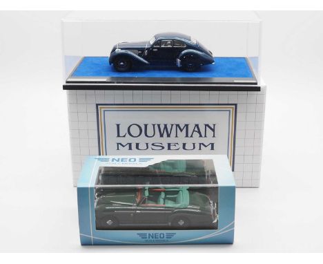 A pair of hand built resin 1:43 scale models by MATRIX and NEO, comprising of a 'MATRIX MXLM01-1202' 1939 Lagonda V12 Lancefi