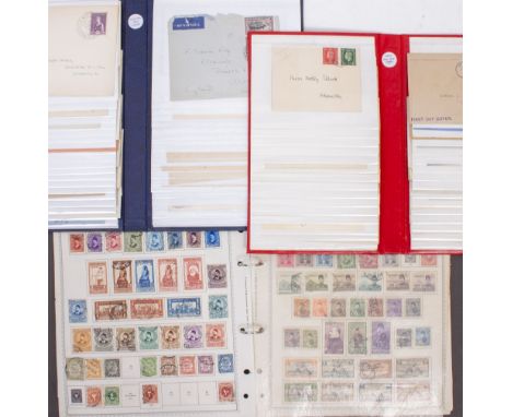 THREE ALBUMS OF STAMPS to include 19th and early 20th century Egyptian, Commonwealth and other first day issue stamps (a quan