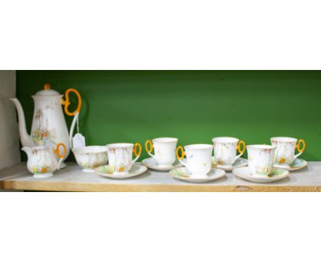 A PART SHELLEY TEA SERVICE '771299'  in the orange colourway (part set)