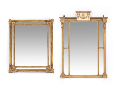 AN 18TH CENTURY STYLE WALL MIRROR, 92cm high x 64cm overall, and one other mirror (2)
