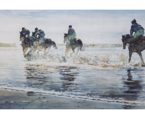 A COLLECTION OF HORSE RACING RELATED PRINTS to include 'The Finish' by John Skeaping, 48cm x 58cm signed my Lester Piggott an