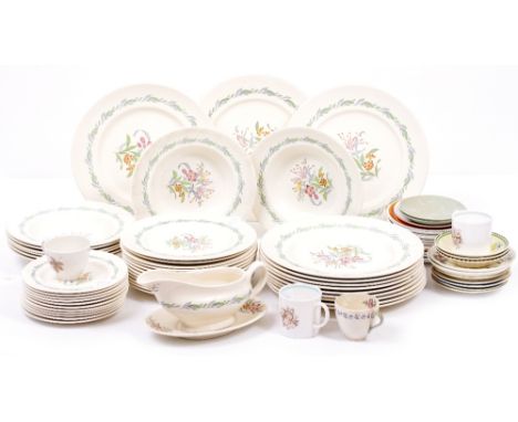 A ROYAL DOULTON FAIRFIELD PATTERN PART DINNER SERVICE with various plates, bowls and vegetable tureens together with some Sus